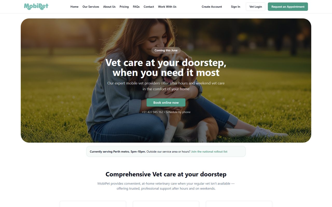 MobiPet home page