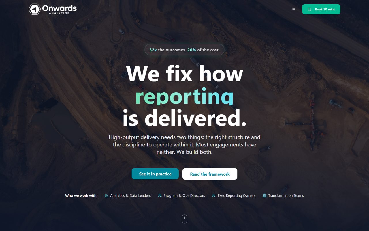 Onwards Analytics home page